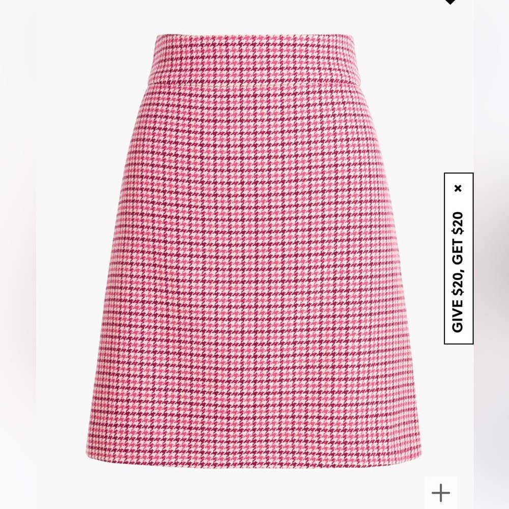 NWOT pink berry tweed wool J Crew Factory mini skirt- size 14